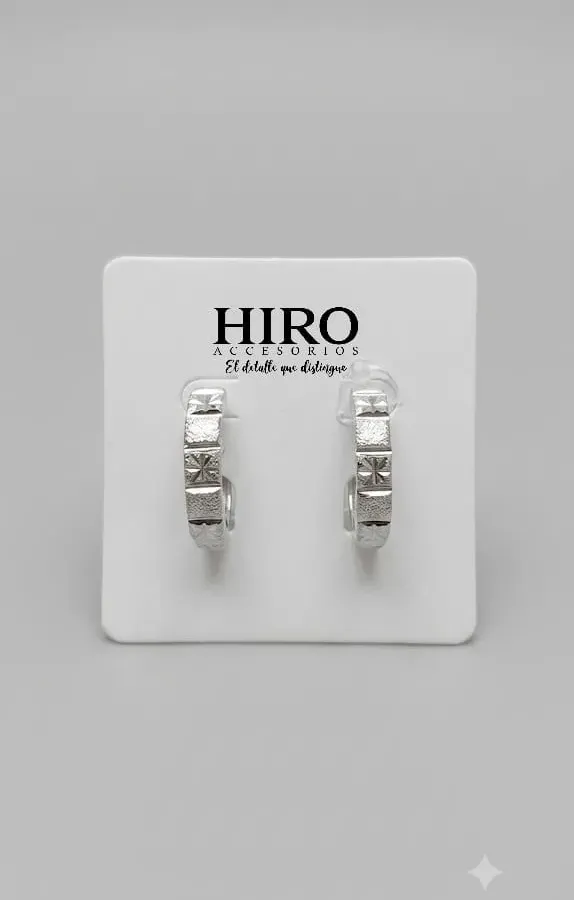 Arete laminado de rodio color plateado